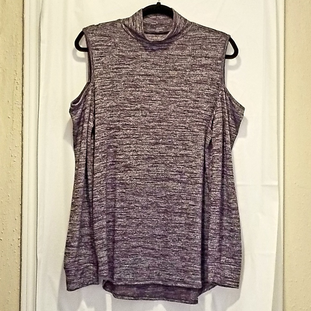 Women's Mock Turtleneck Cold Shoulder Top